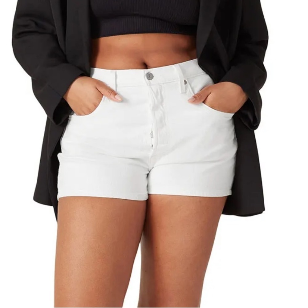 Levi’s 501 Original High Waisted Button Fly Denim Jean Shorts White Sz 33